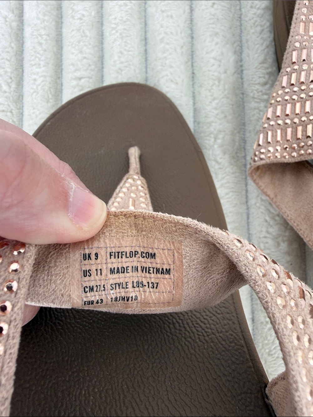 FitFlop Lulu Incastone Pink Toe-Post Sandal size 11 - Picture 8 of 9
